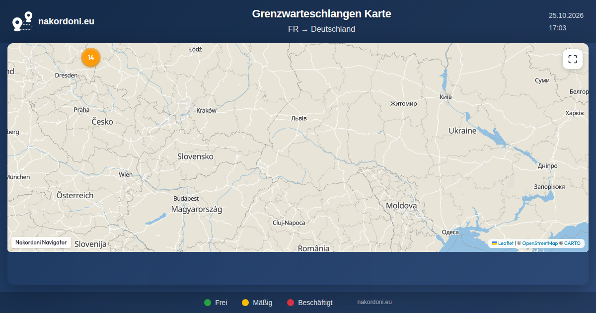 Frankreich – Deutschland: Grenzübergänge-Karte live online