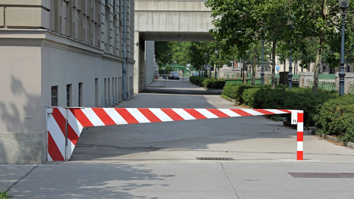 Red and White Parking Barrier Ramp in Vienna