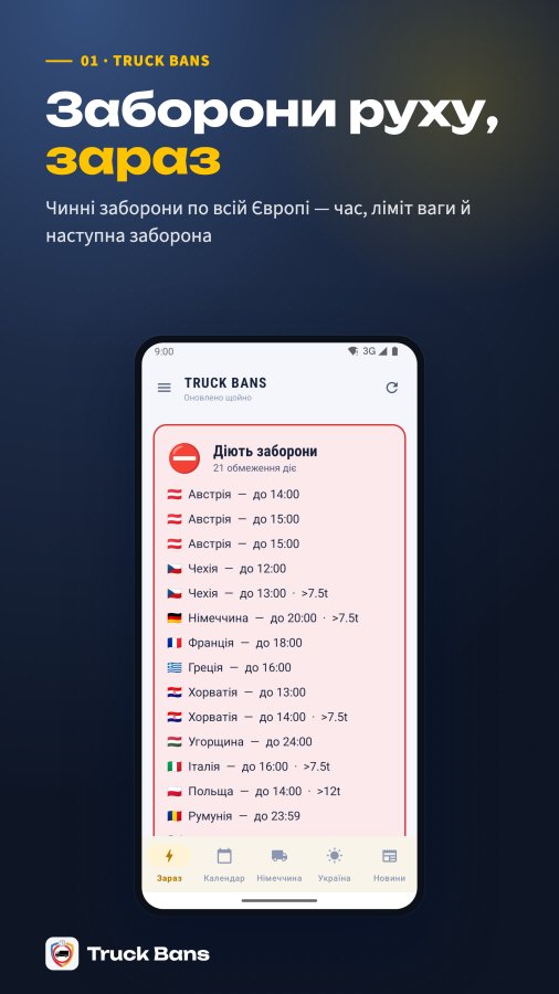 Знімок екрана Truck Bans